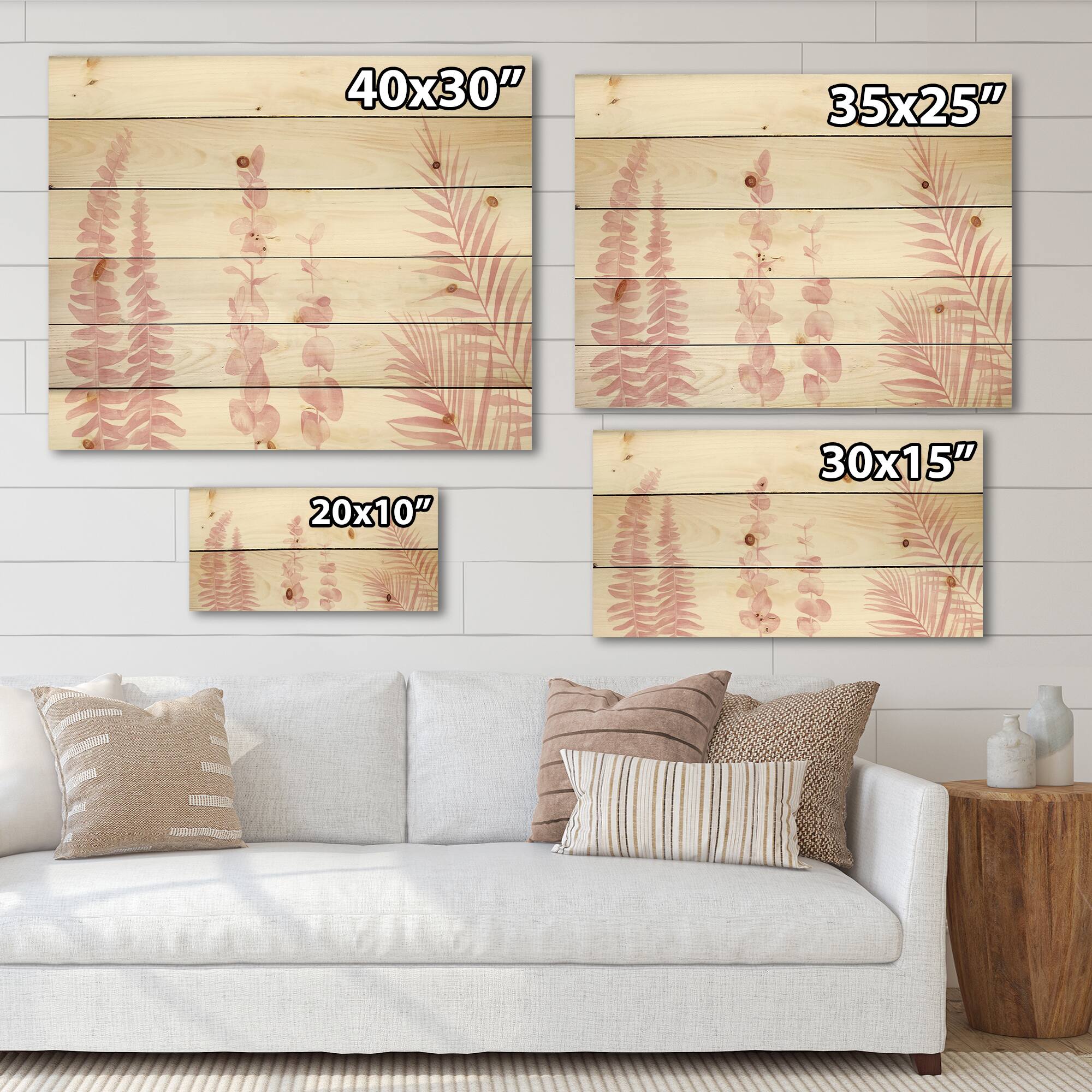 Designart - Blush Pinkeucalyptus and Palm Branches